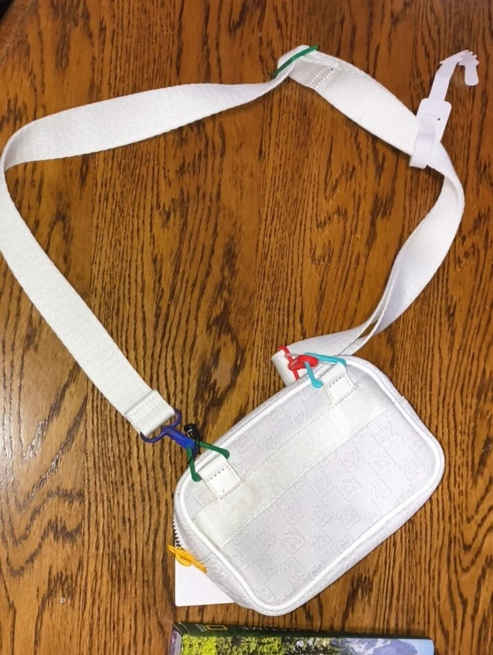 Jordan White Crossbody Bag with Red and Green Paint-Splash Accents